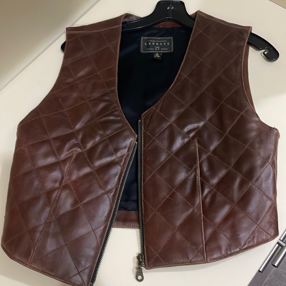 Genuine Leather Quilted Vest